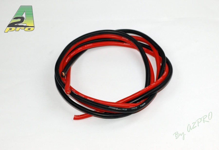Cable silicone awg8 6.03mm2 1m de rouge et 1m de noir