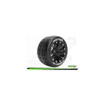 LR-T3208SB Louise RC - ST-ROCKET - 1-10 Stadium Truck Tire Set - Mounted - Sport - Black 2.8 Wheels - 0-Offset - Hex 12mm