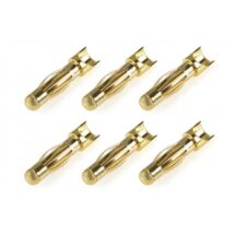 C-50172 Team Corally - Connecteur Bullit Male 4.0mm - Type ressort - Plaqué or - Câble droit - 6 pcs