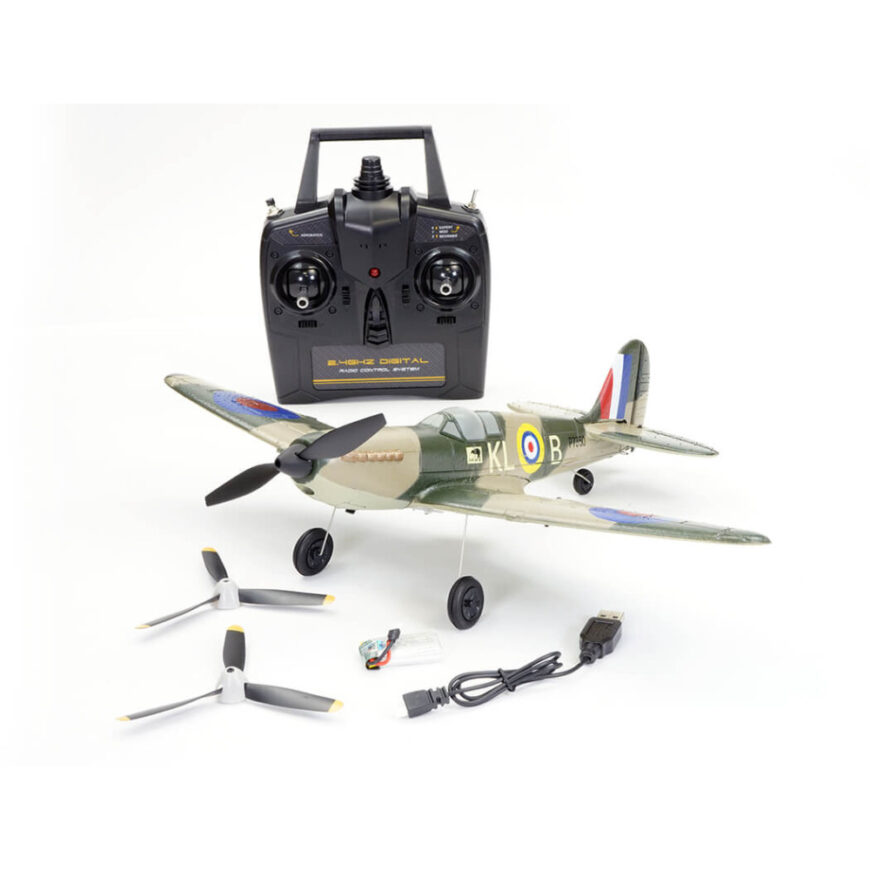 Avion de début télécommandé V761-12V2B Volantex SPITFIRE avec stabilisateur de vol