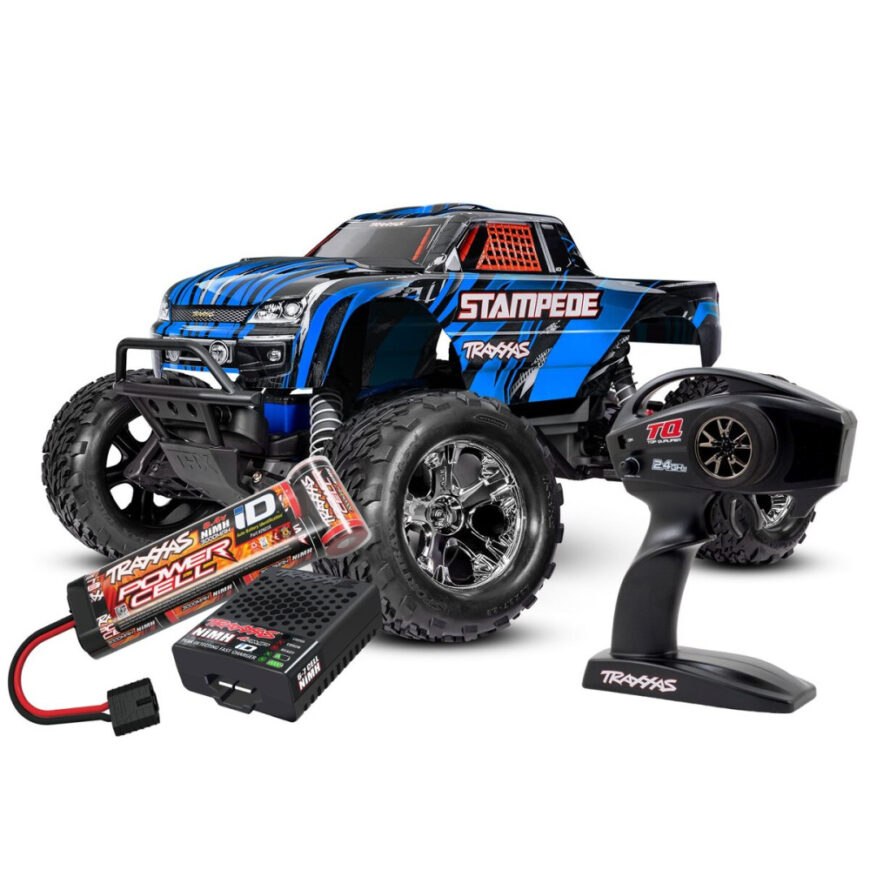 Traxxas Stampede 4x2 HD charbon avec batterie/chargeur USB-C RTR 36254-8 bleu