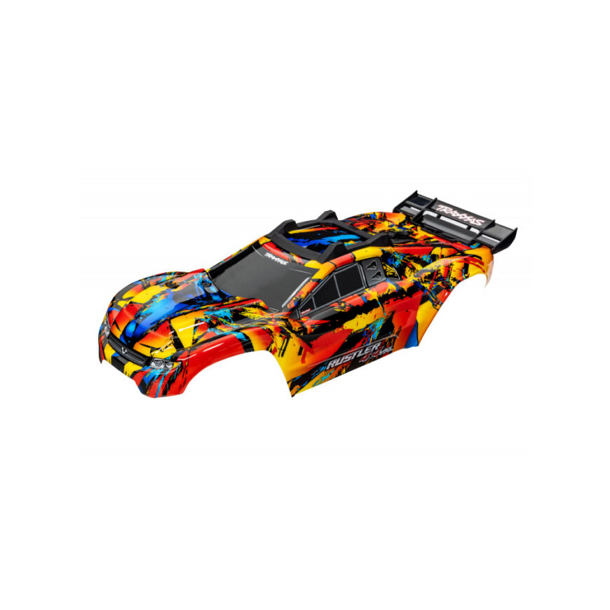 Traxxas 6718R Carrosserie Rustler 4x4/VXL avec supports Solar Flare #TRX6718R