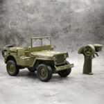 Military Car Voiture électrique radiocommandée Jeep Willys RC 1:10 RTR avec éclairage