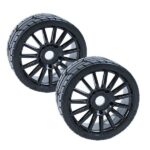 Hobbytech pneus Rallygame collés sur jantes noires pour Buggy 1/8