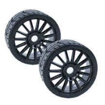 Hobbytech pneus Rallygame collés sur jantes noires pour Buggy 1/8
