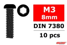 Team Corally - Steel Screws M3 x 8mm - Hex Button Head - 10 pcs