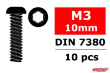 Team Corally - Vis en acier M3 x 10 mm - Tête hexagonale bombée - 10 pièces