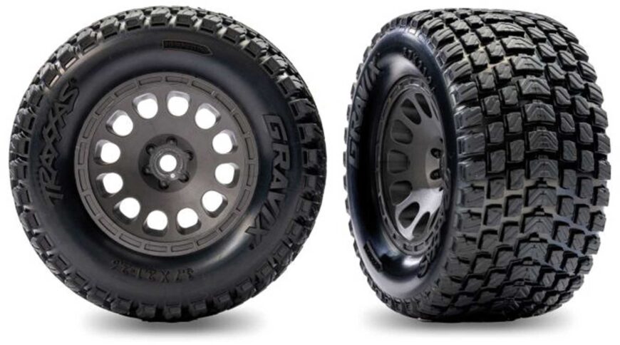 Pneus Gravix sur jante grise (2) TRAXXAS Mini XRT