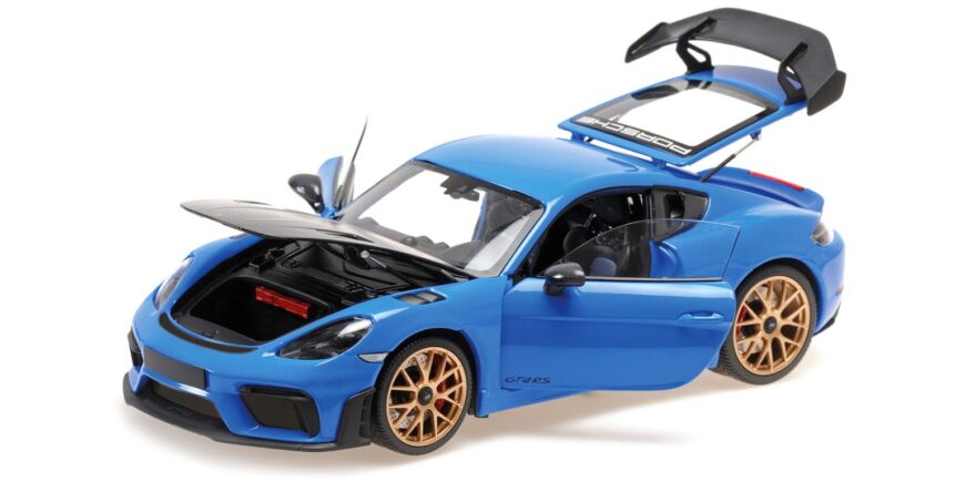 PORSCHE CAYMAN GT4 RS BLEU AVEC ENSEMBLE WEISSACH 2024