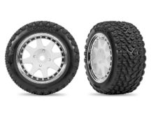 Roues arrière Traxxas blanches pour mini rallye avec pneus (souples) (2)