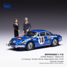 Alpine Renault 1800S with figurines 18 Winner Rallye Monte Carlo 1973 Andruet - Petit IXO SPRM001-73