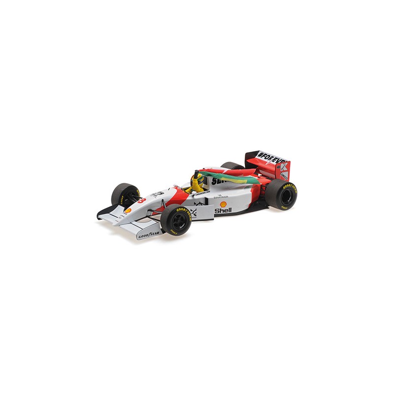 McLaren Ford MP4/8 with standing Figurine and Flag Sebastian Vettel F1 Tribute Imola 2024 Minichamps 530931805