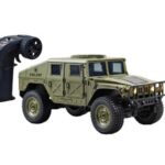 Voiture électrique radiocommandée Hummer vert armée RC 1:16 RTR avec éclairage Z86301