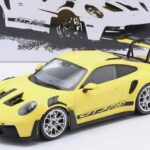 Porsche 911 992 GT3 RS Coupé 2023 Jantes argentées Minichamps Jaune Noir 1/18 153062243