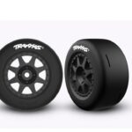 ROUES MONTEES COLLEES SLICK JANTES NOIRES ARRIERES (2) – MINI RALLY trx10875-blk