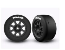 ROUES MONTEES COLLEES SLICK JANTES NOIRES AVANTS (2) – MINI RALLY TRX10876