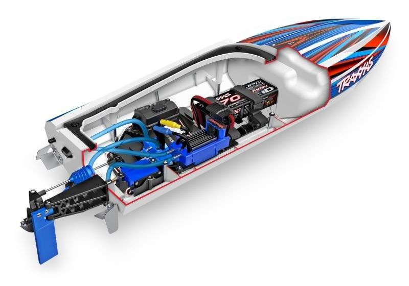 Traxxas 106064-4-BLUE DISRUPTOR 26 pouces coque en V BL bateau auto-redressable, bleu avec 4S Lipo jusqu'à 60 km/H – Image 2