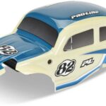 PROLINE Carrosserie de course bleue pour VW Coccinelle de classe 1 Kit et pneus Flat Iron M/T montés 12 mm Chrome Diablo (4) pour ARRMA TYPHON GROM