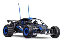 Traxxas 109076-4-BLUE FUNCO RWD 8S VXL 1/6 Sand Car RTR Brushless, bleu +88km/h, frein à disque avant, sandpaddle